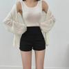 Women's High-Waist Slim-Fit White Three-Quarter Shorts - Casual Elastic Hip Hugging Hot Pants for Autumn 2024