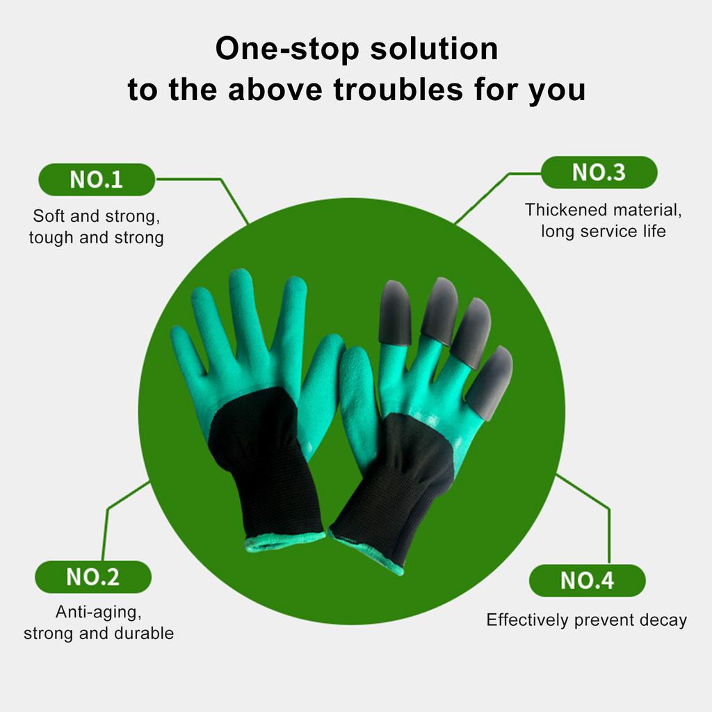 Pair Garden Gloves with Fingertips Claws Protective Working Gloves for Planting Digging Weeding