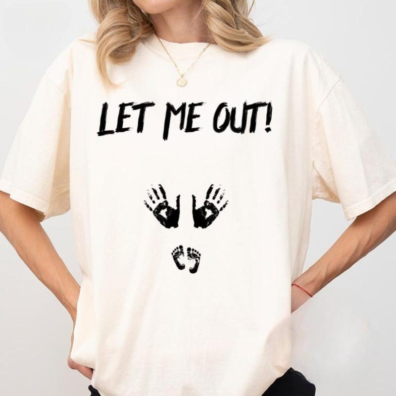 Let Me Out Shirts Halloween Pregnancy AnnounceUnisext Shirt Funny Halloween Maternity Cotton Tshirt Spooky Mom Shirt Mom To Be Tee S