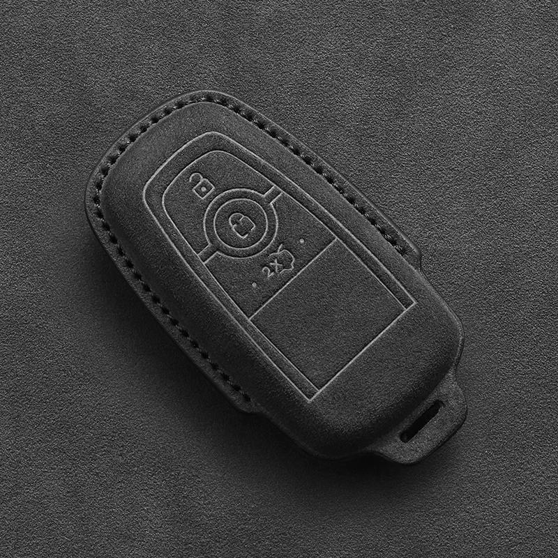 Interior Mouldings Suede Leather Car Key Case For Ford Fusion Mustang Explorer F150 F250 F350 Ranger Mondeo Remote Key Shell Hol