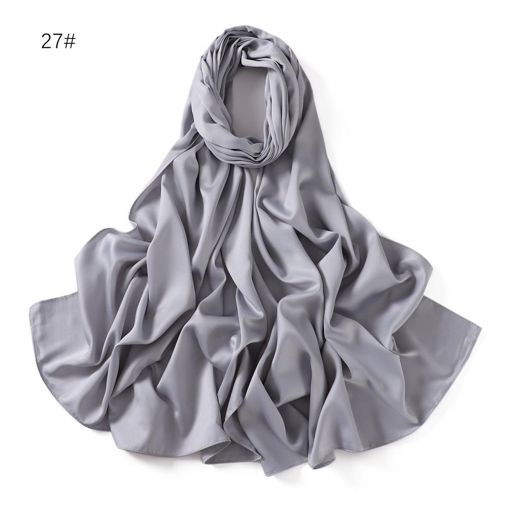 New Luxury Medine Silk Scarf For Women Muslim Plain Hijab Long Shawls Big Size Headscarf Wraps Islamic Turban Headband Bandana