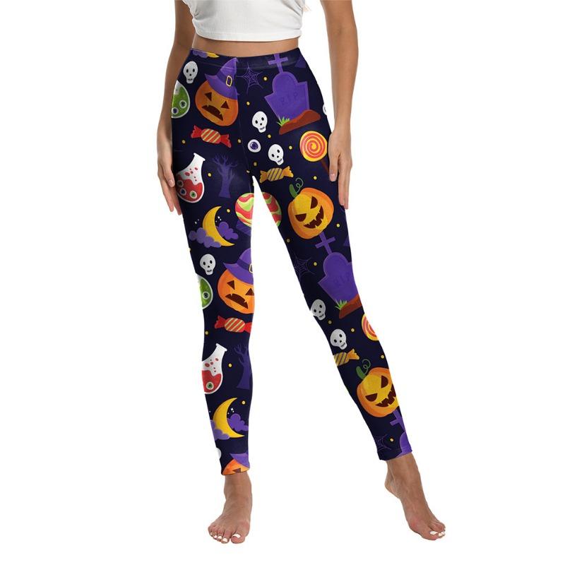 Halloween Funny Costume Women's Pants Yoga Pants Ghost Pumpkin Print Sports Hip Lift Leggings Women