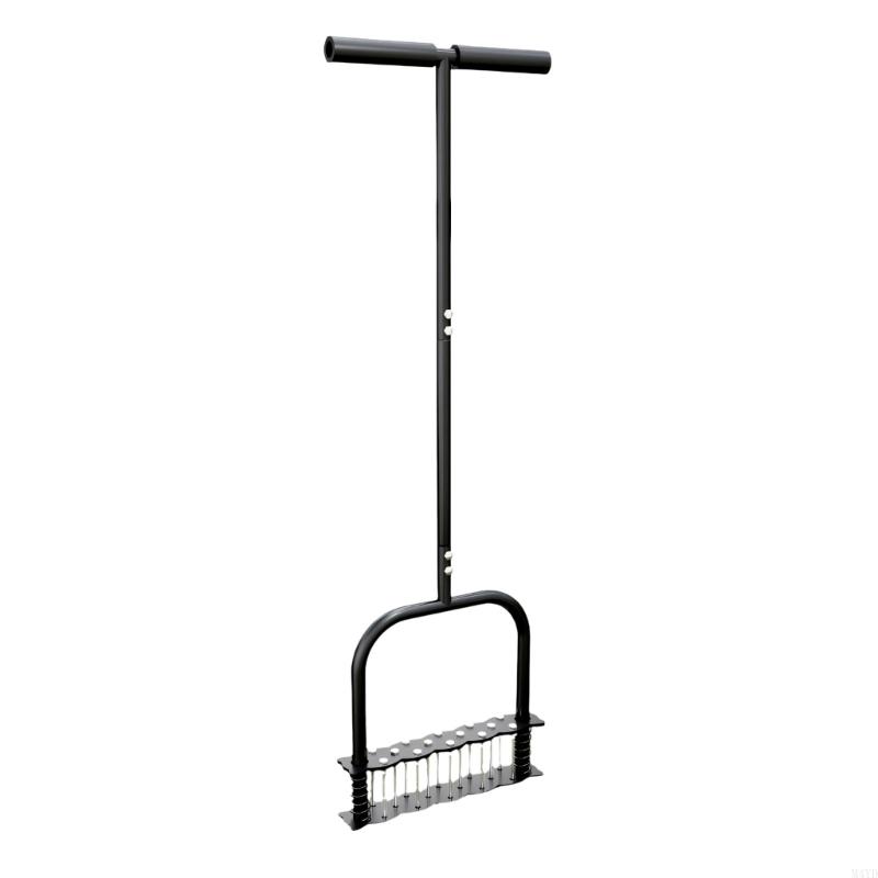 Strong Manual Lawn Aerator With 34.6 Inch Long Handle And Wide Step Plate For Back Saving Operation M4YD