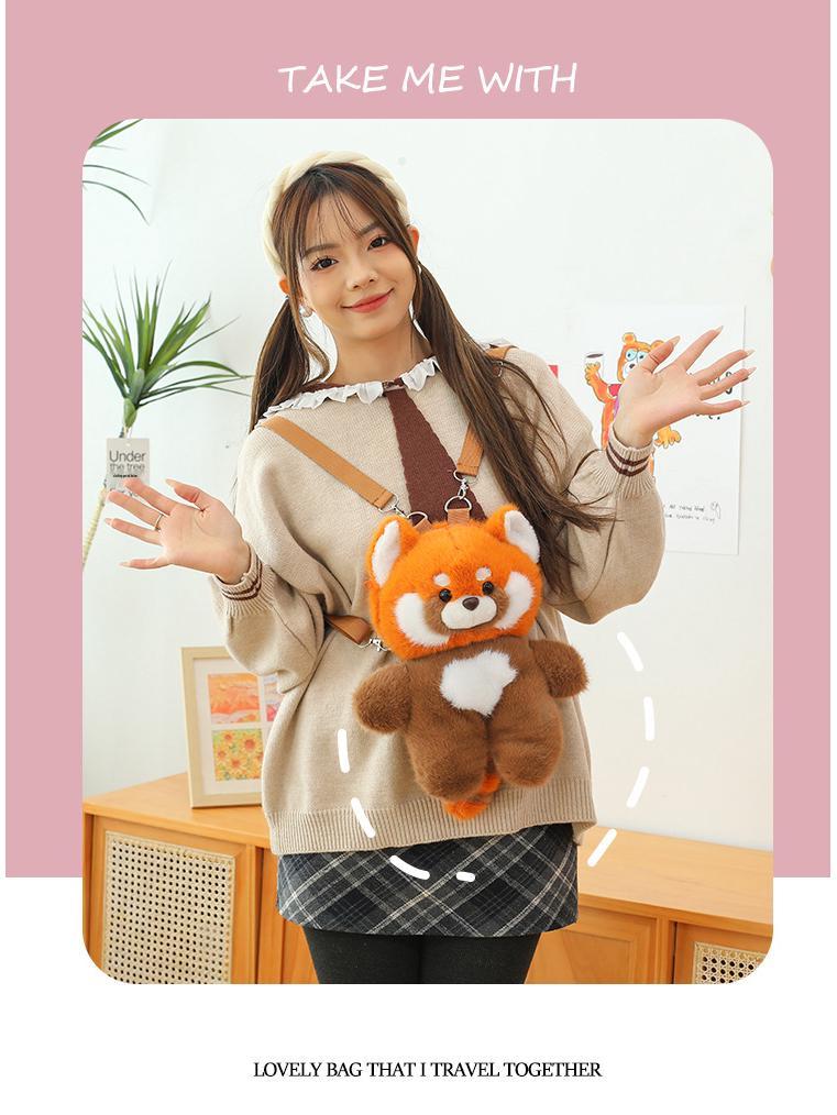 Adorable Plush Panda and Raccoon Backpack - Cute Cartoon Style for Kids