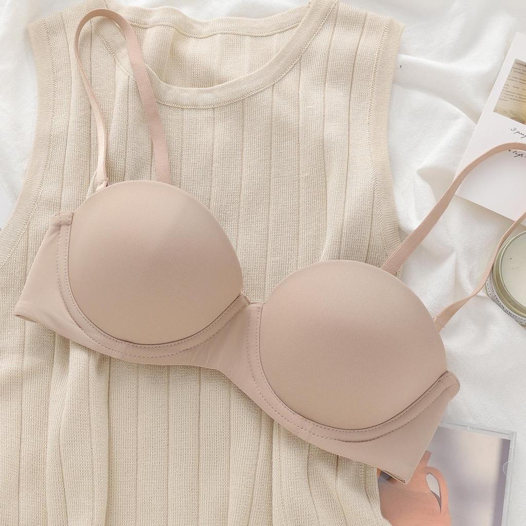 Damen trägerloser BH: Sexy, Glatt, Verstellbar, Weicher Bügel, Halbschalen-Design für kleine Brust.