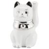 Seto Ware Left Platinum Approximately 5cm Diameter X 9cm Mini Good Luck Made In Maneki-neko (beckoning Cat) Figurine, White, Paw, Finish, Height,