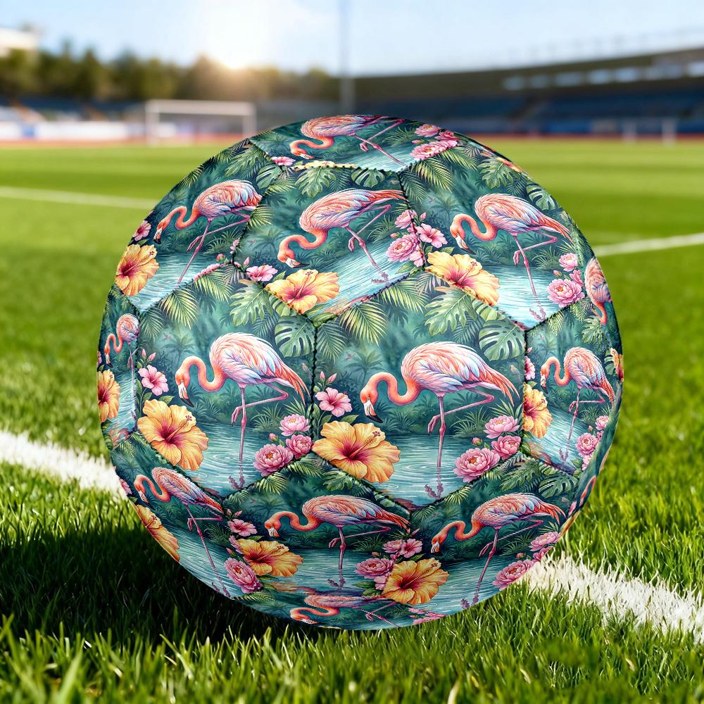 1pc Flamingo Paradise Size 5 Soccer Ball Professional Match Training Football Indoor &Outdoor Sports Ball Training Ball Lightweight Durable Y84