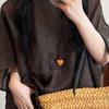 French Elegant Classic Heart-Shaped Wood Sweater Necklace Fashionable Jewelry Accessory for Ladies
