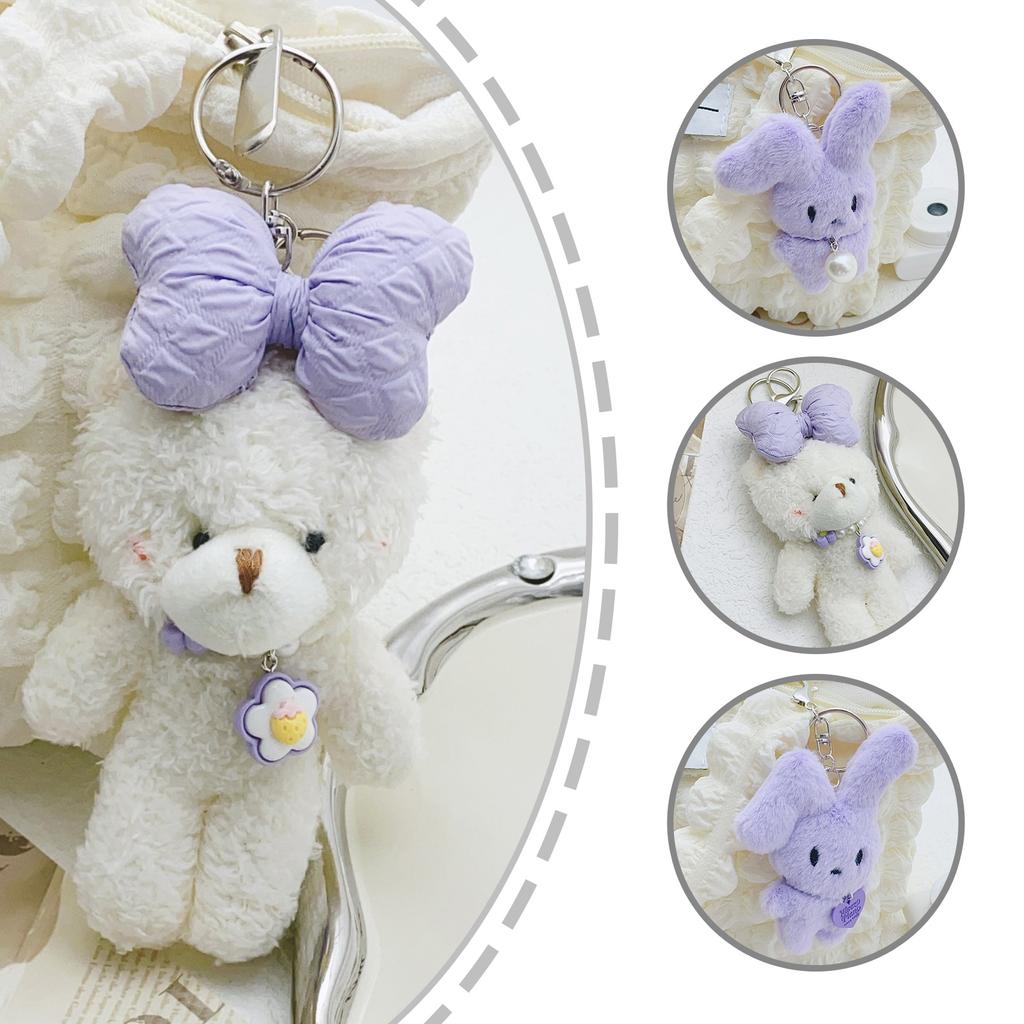 Lovely Cartoon Rabbits Bear Keychain Decors Bag Ornament Stylish Key Adornment Key Holder Suitable for Everyday Use