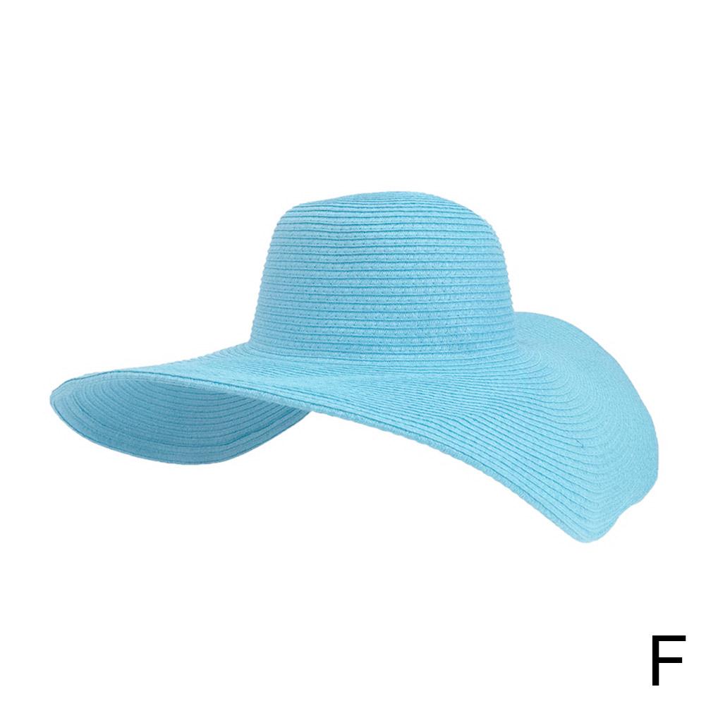 Korean Style Solid Color Wide Brim Sun Hat Women's Beach Straw Hat Foldable Spring Summer UV Protection Fashion Sunshade