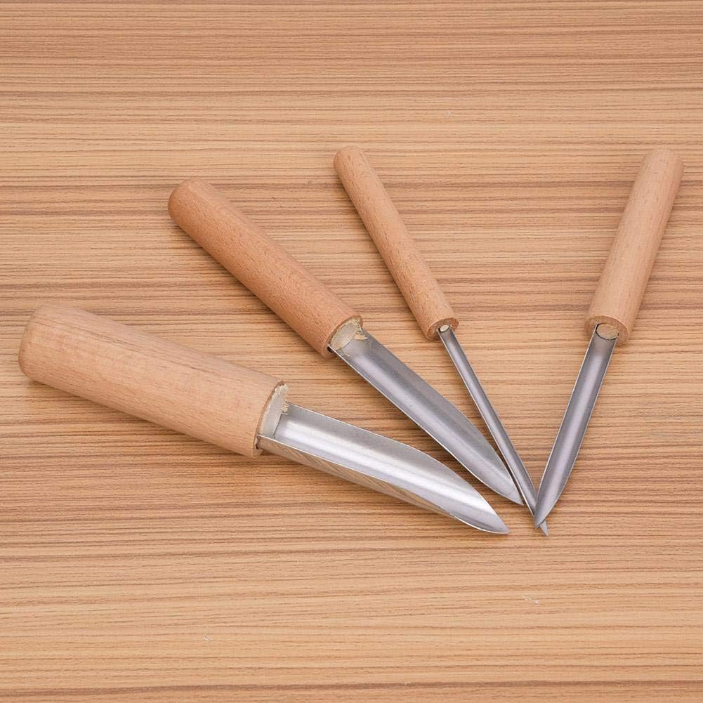 4Pcs Semi Round Hole Cutters Pottery Clay Ceramic Tools Wooden Handle Polymer Clay Punch Hole Cutter Pottery Sculpting Tools Pottery Tools