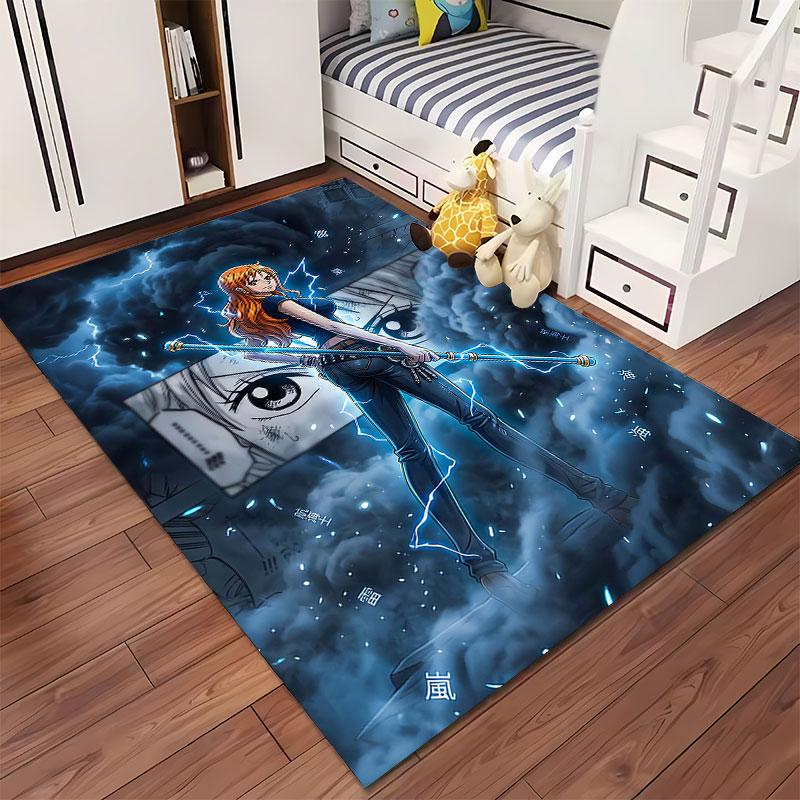 Anime Warrior with Staff Design suitable as a non-slip mat for the living room or bedroom sofa