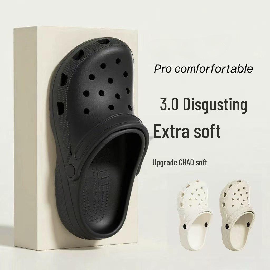 

Лето 2025 Женские Модные Дышащие Сандалии с Отверстиями: Милые, Нескользящие, Пляжные тапочки для пар с толстой подошвой 40-41