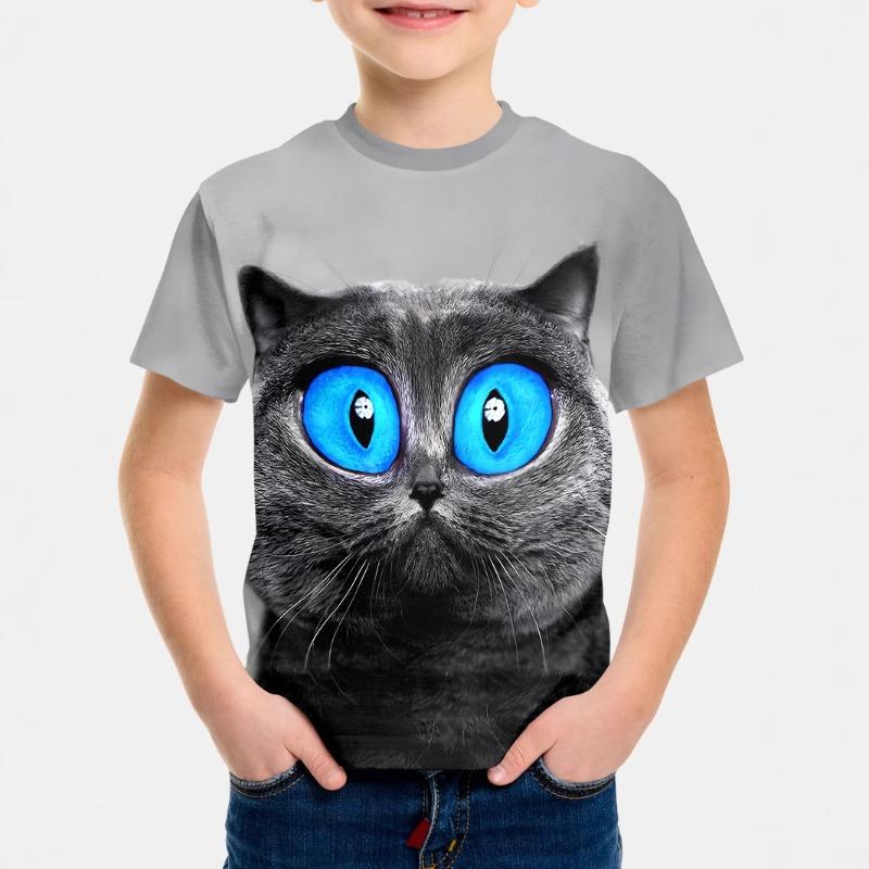 

Summer Round Neck Children s Short Sleeved T-shirt Christmas Print Cute Comfortable Fashionable Loose Fitting Boy s T-shirt 170