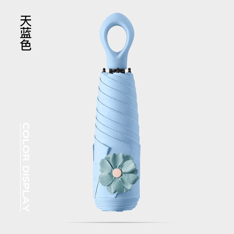 New 50% Off Six Bones Hand Open Vinyl Fabric Sunscreen Umbrella Love Handle Fashion Umbrella Climbing Flower Umbrella