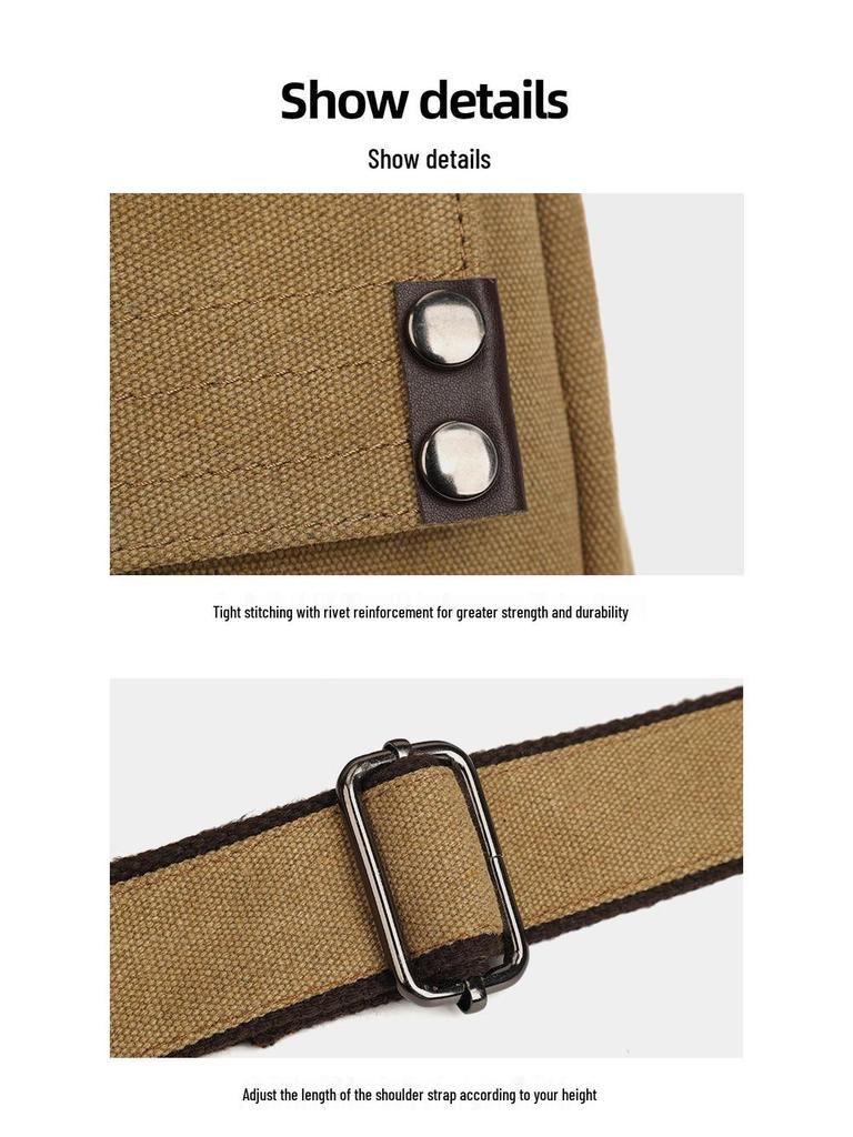 Men's Large Canvas Crossbody Bag - Casual and Wear-Resistant Shoulder Bag for Students and Commuters