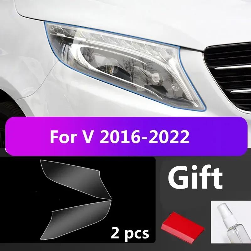 2Pcs Car Headlight Protective Film For Mercedes Benz W447 V 250 d TPU Black Sticker Transparent Decoration Accessories