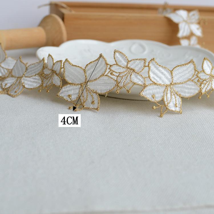 Decorative Lace With Accessories Fabric Lace Accessories High-Grade Gold Thread Embroidery Water-Soluble Lace Cheongsam Clothing Materials