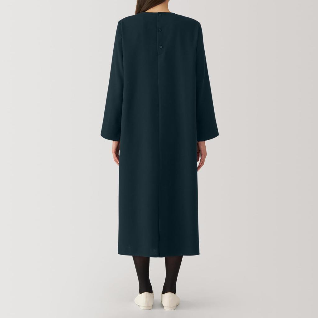 MUJI Brushed Pullover Long Sleeve Dark Size XXL Women's Dress, Navy, BC2KSA4A, Women's
