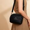 Women's messenger bag PU bag, retro style women's bag, threelayer shell bag, highend texture shoulder bag, fashionable mobile phone bag.