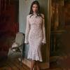 Winter Lace Long Sleeve Midi Dress Sexy Slim Fit Bodycon Party