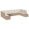 Garden Sofa Set with Cushions 10 Pcs Beige and Cream Poly Rattan