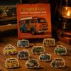 Holiday Home Decorations 24-Day Camping Van Advent Calendar Retro Acrylic Hanging Ornament Set with RV Countdown 24 Unique Designs Christmas