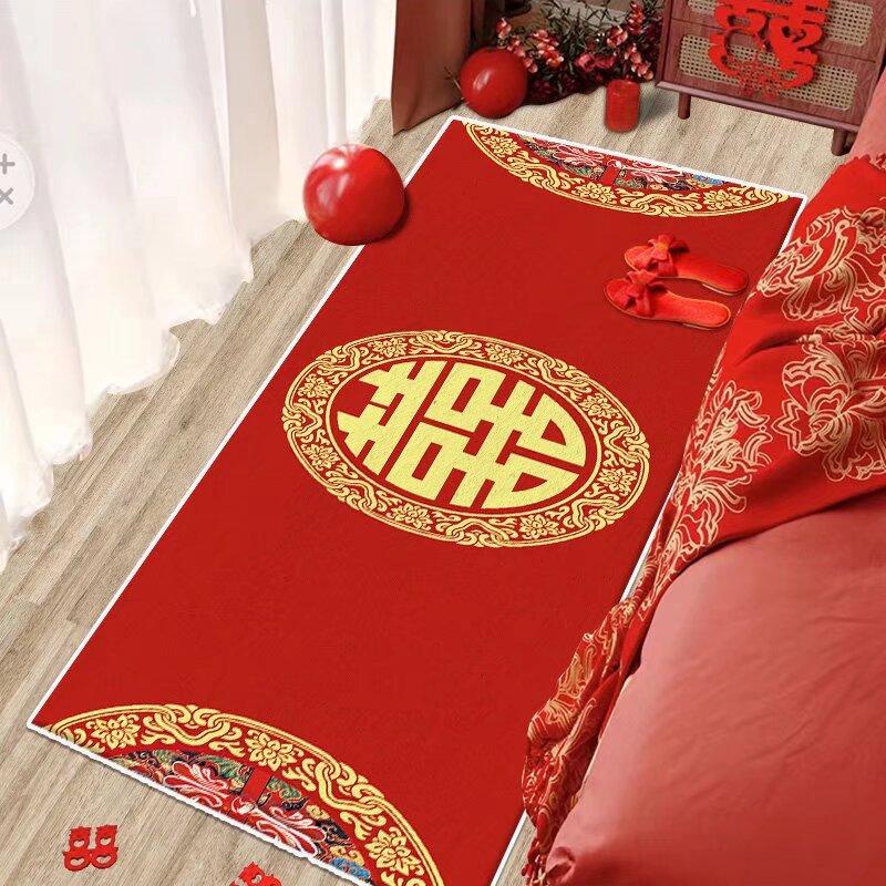 Chinese Red Living Room Carpet Entrance Large Area Rugs Luxurious Soft Room Decoration Home Mats Non-slip Alfombras Para Sala