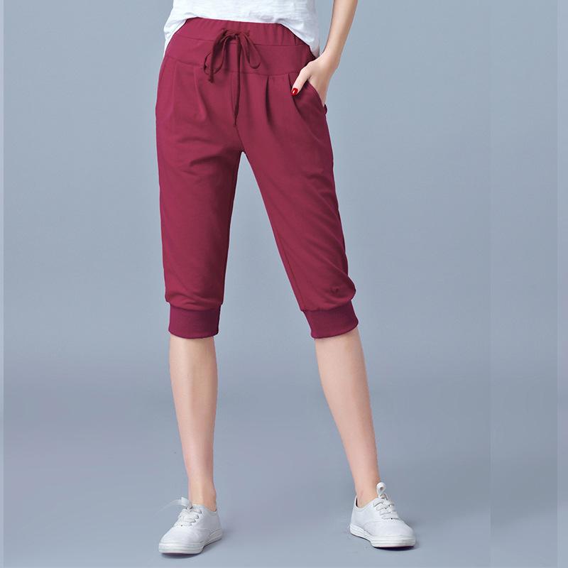 High-waisted Cropped Pants for Women's Summer Thin Sports Pants Relaxed Fit Harem Pants 200 Catties Fat Mm Large Size Casual Women's Pants