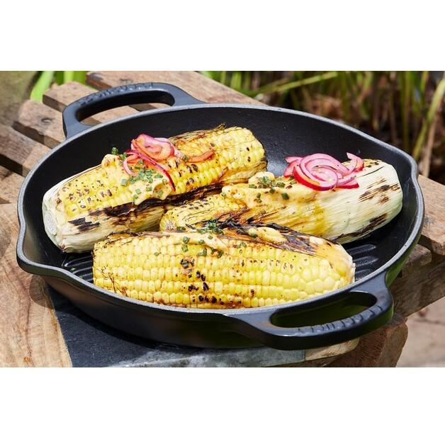 Сковорода-гриль Le Creuset из чугуна высокая круглая 25 см черная матовая (20208250000422)