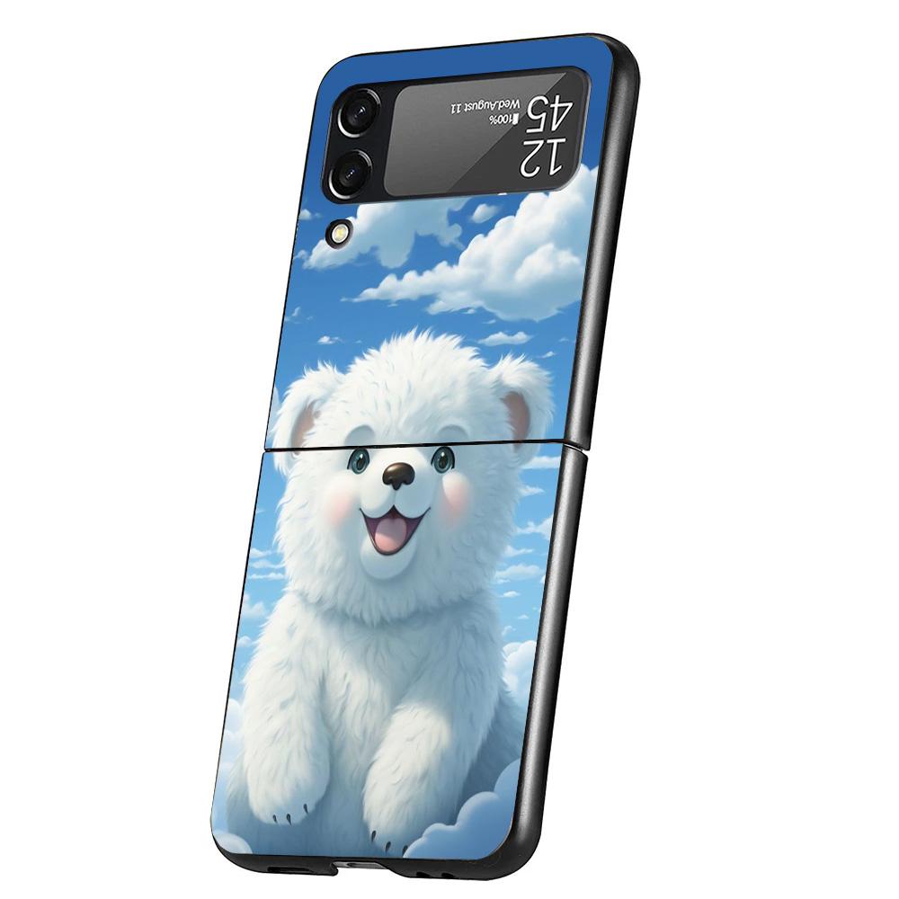 Sunny Clouds Teddy Bear Phone Case For Samsung Galaxy Z Flip 7 6 5 4 3 5G Cover ZFlip7 ZFlip6 ZFlip4 ZFlip5 ZFlip3 Coque Fundas