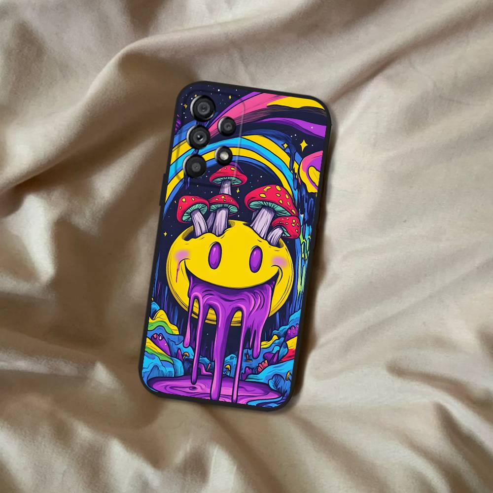 Trippy Art Mushroom Phone Case For Samsung Galaxy A20,A21s,A22,A31,A32,A52,A53,A72,73,A80 Soft Black Cover