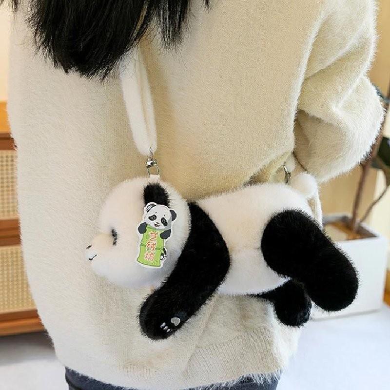 Plush Shoulder Panda Bag Makeup Package Adjustable Size Decorations Cartoon