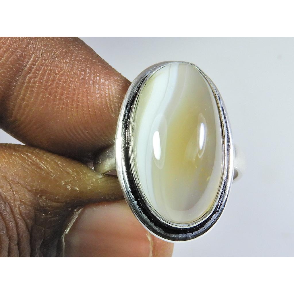 Natural Botswana Agate 925 Solid Sterling Silver Ring Size US-8 PG-137