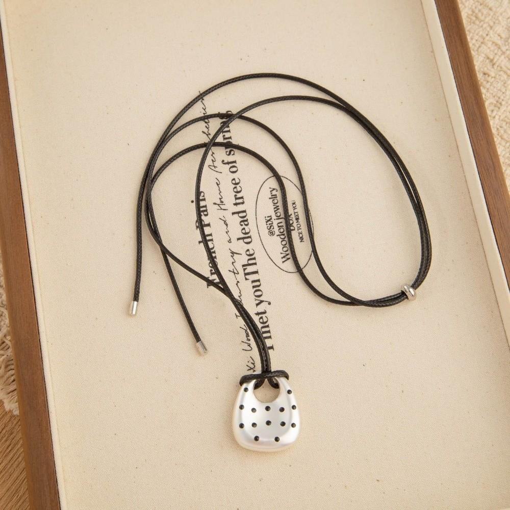 Polka Dot Charm Long Sweater Chain Heart Pendant Sweater Necklace Heart Pendant Necklace  For Women