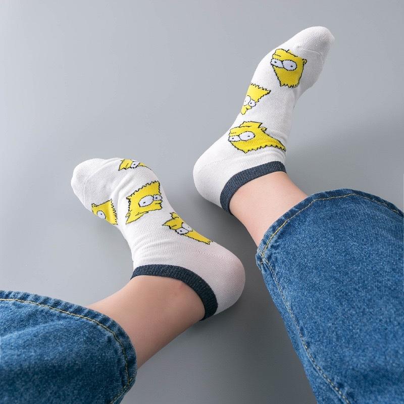 Calzini Cartoon Trendy a Marchio Co-Branded Calzini da Barca Traspiranti a Taglio Basso Estivi Calzini Corti alla Moda in Puro Cotone