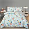 Kawaii Cartoon Dinosaur Duvet Cover Twin Queen Botanical Floral Bedding Set Pink Strawberry Comforter Cover with 2 Pillow Sham