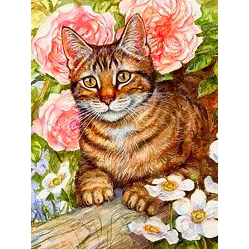 Zestaw do malowania diamentami 5D DIY Kwiaty i koty Diamentowe hafty Dżetów Ozdoby do domu