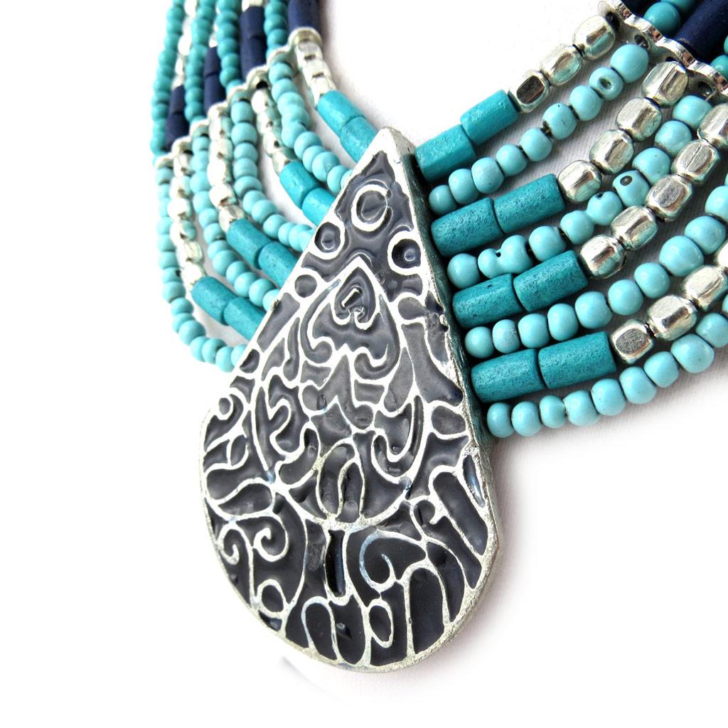 Les Trésors De Lily [N0963] - Turquoise Blue 'Kilimanjaro' Designer Necklace