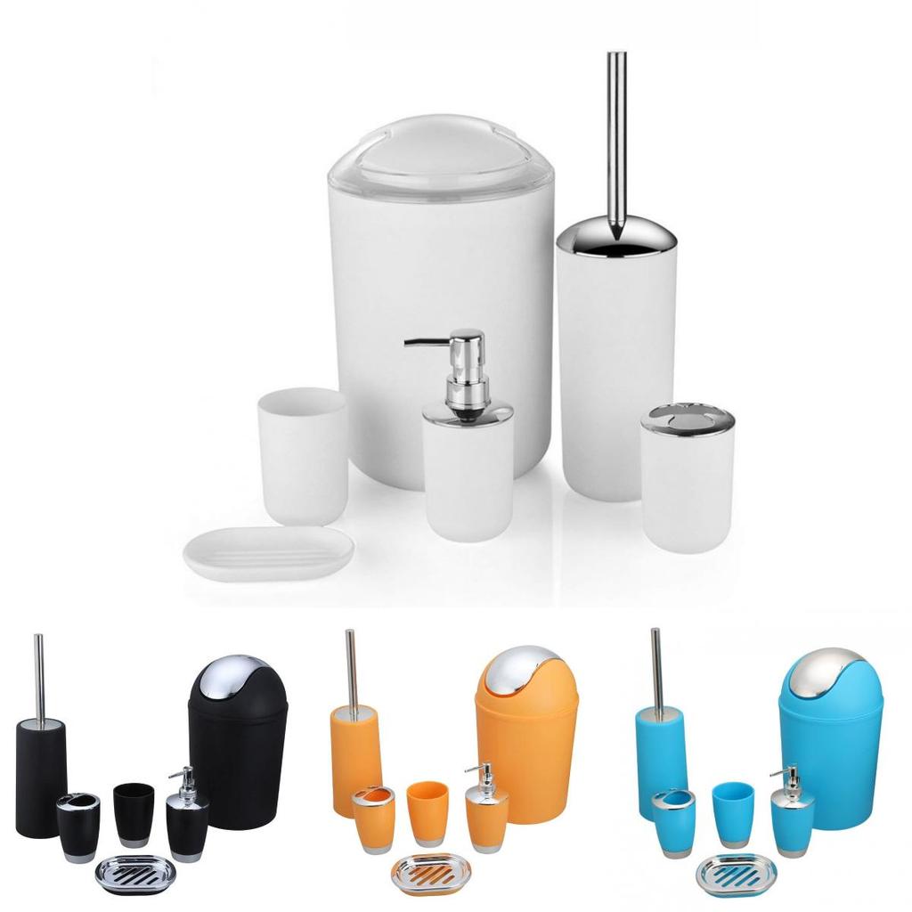 Bathroom Accessories Six Piece Plastic Washroom Kit With Toothbrush Holder And Cup For Home Or Gift