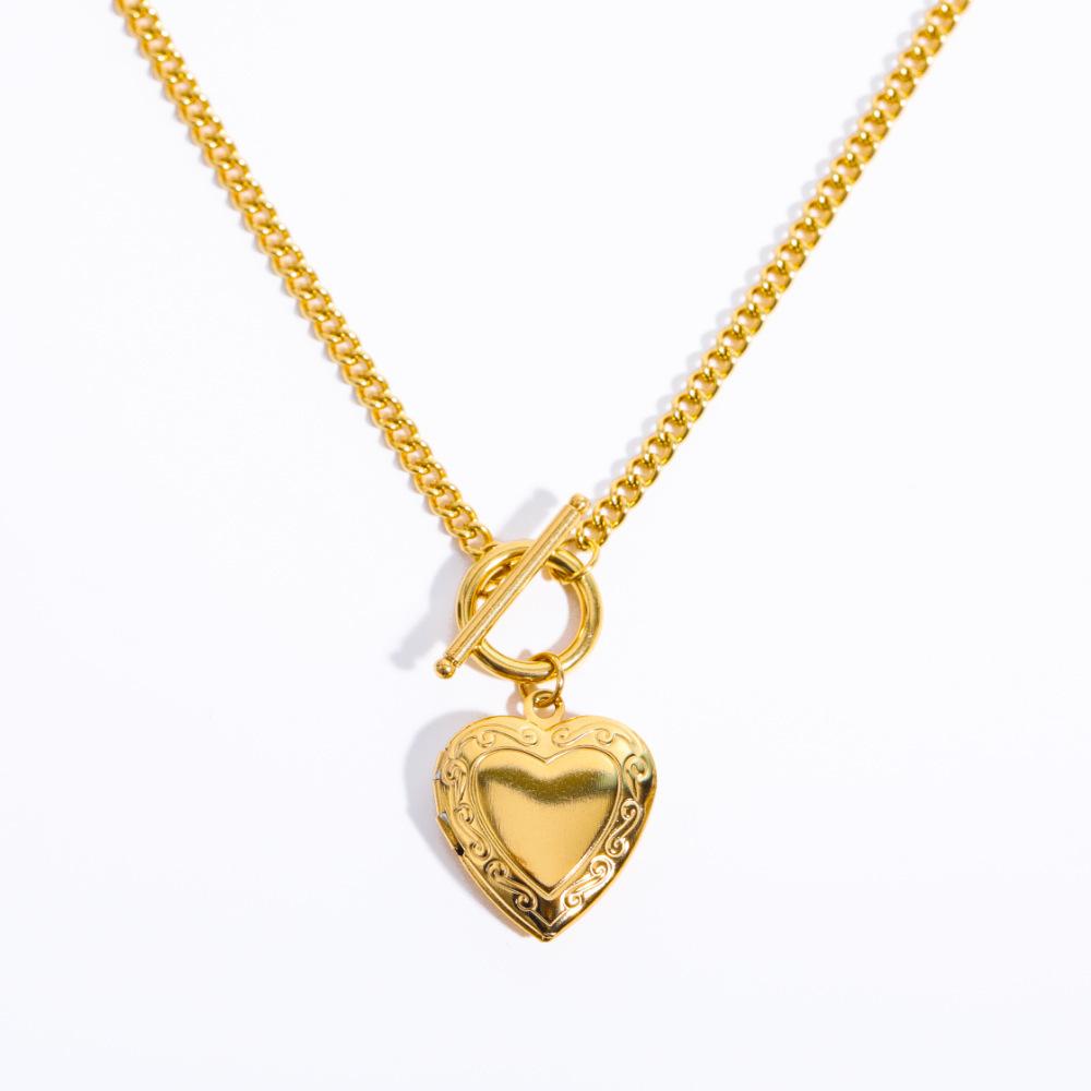 Love Flower Album Pendant Square Opening And Closing Necklace Niche Design Opening And Closing Love Pendant Collarbone Chain