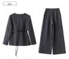 Women's Wool Suit Set: 2026 Spring Collection - Fashionable Temperament Casual Jacket & Wide-Leg Pants with Belt