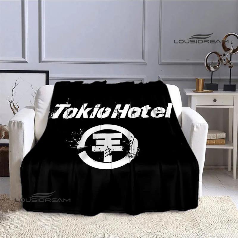 Coperta stampata retrò della band Tokio Hotel, coperta calda in flanella morbida e confortevole, biancheria da letto per casa, viaggio, regalo di compleanno