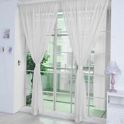 Voile Window Curtain Drape Set Solid Color Polyester