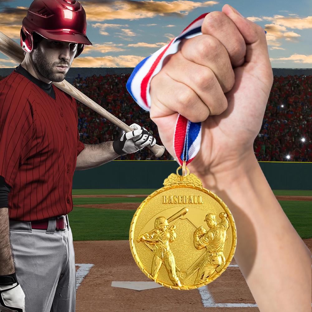 10Pcs Baseball Medals Award Medals 5cm Competition Prize Medals with Neck Ribbon Baseball Memorial Medal for Baseball Race