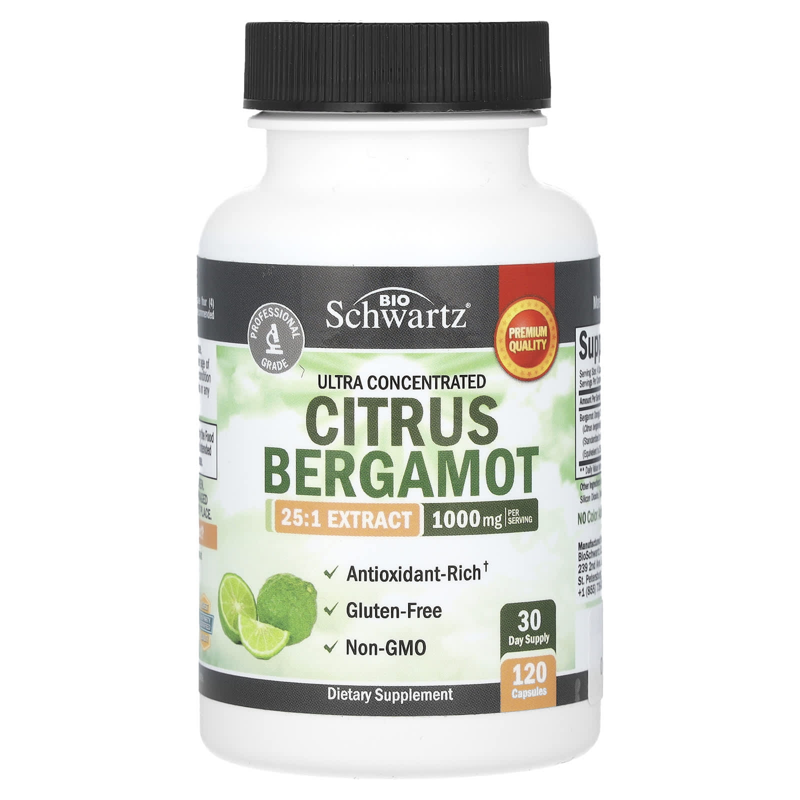 

Highly concentrated citrus bergamot, 1,000 mg, 120 capsules (250 mg)