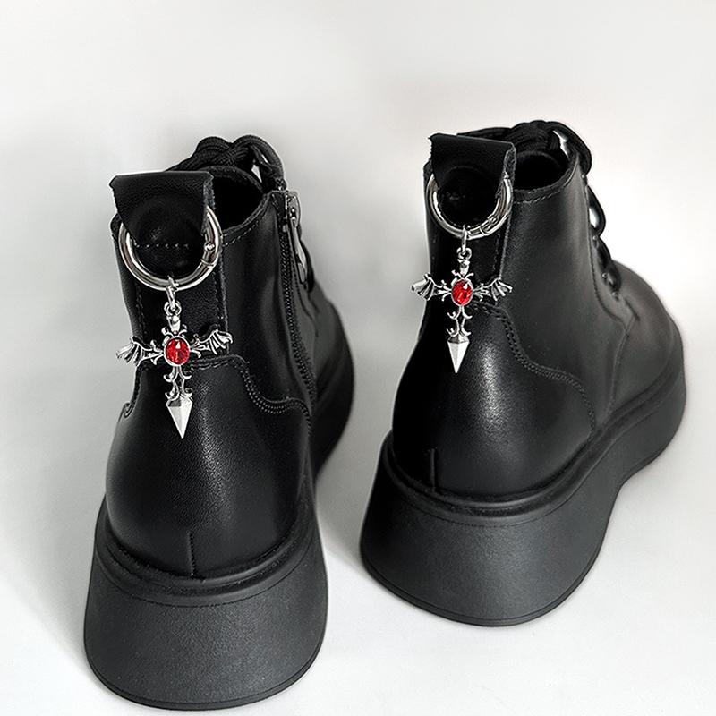 Removable Metal Devil Wings Cross Martin Boot Shoes Buckles Decoration Pendant Martin Boots Shoe Accessories Y2K Party Jewelry