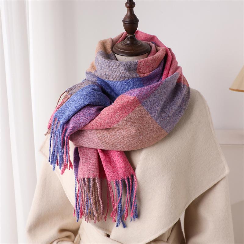 

NEW Luxury Cashmere Women Plaid Scarf Winter Warm Shawl and Wrap Bandana Pashmina Long Tassel Female Foulard Thick Blanket 65x225cm