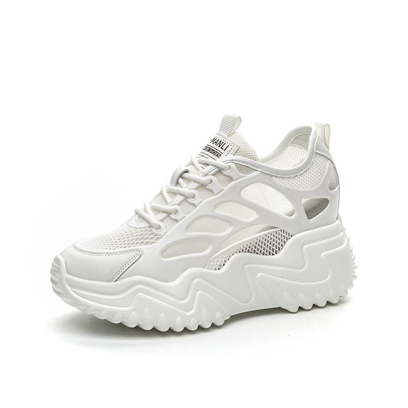 

Летняя тонкая обувь на платформе, дышащая обувь с отверстиями, корейская студенческая повседневная спортивная обувь с сеткой, женская обувь 34 белый
