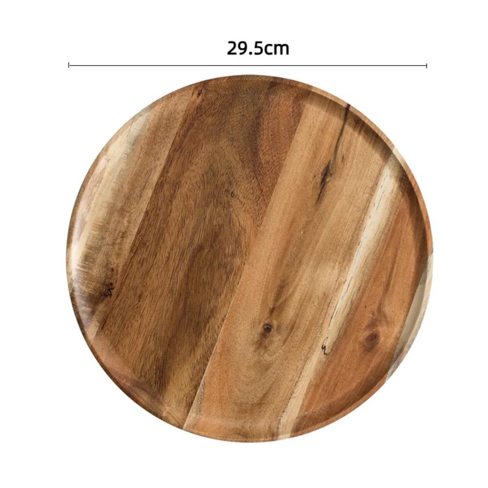 Simple Solid Wood Dinner Plates Round 13-38cm Serving Platter Tray Snack Fruit Platter For Food Snack Dishs